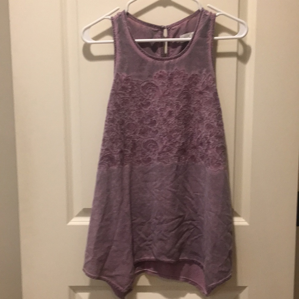 Knox Rose womens Embroidered sleeveless top asymmetrical hem size S lavender